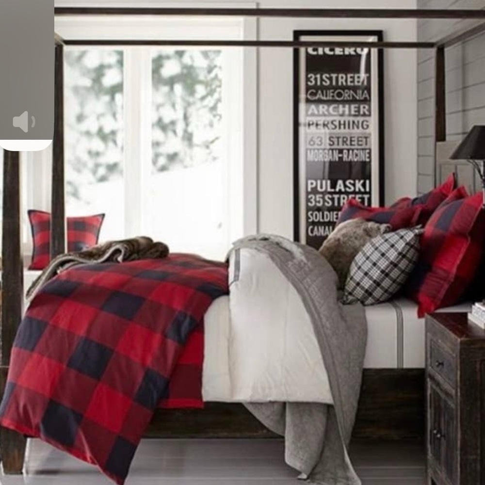 Pottery Barn Bryce Buffalo check duvet and shams